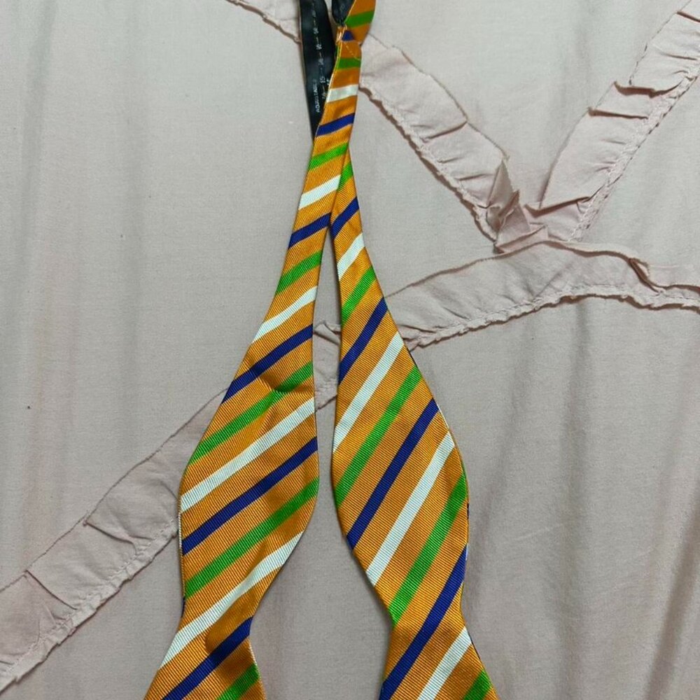 Saddlebred ALL SILK, multicolored striped Bow Tie.